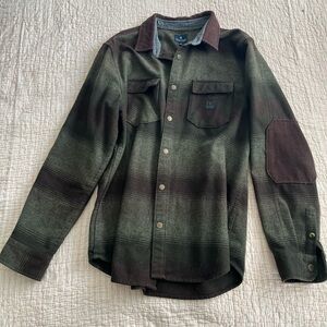 Men's Green and Brown Casual Button Down Shirt